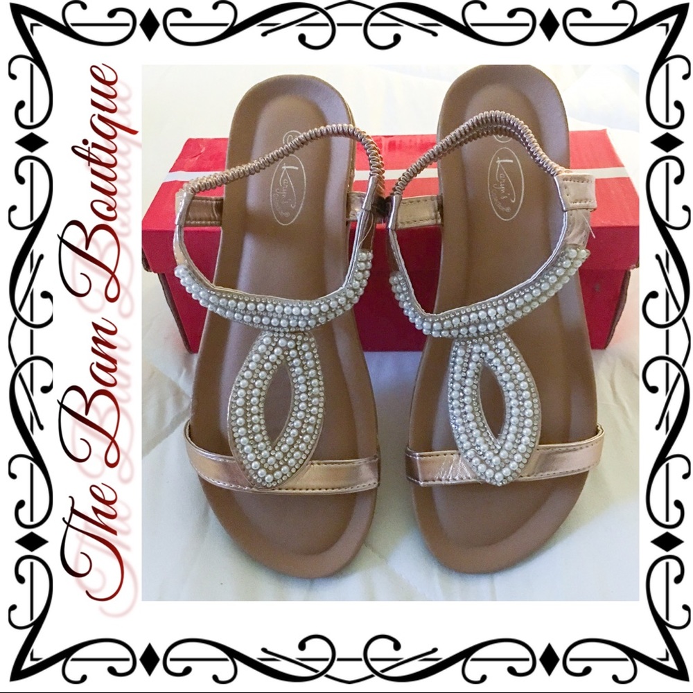 Women’s Rose Gold Embellished-Loop Sandal